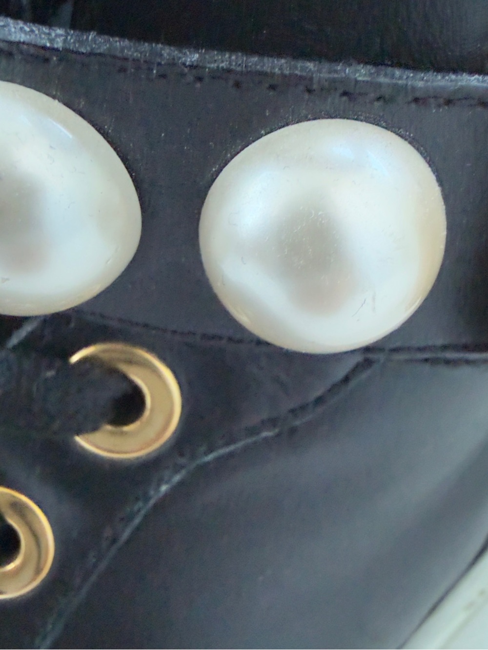 Moschino Pearl High Top Leather Sneakers black & gold EU 36 made in Italt - Picture 6 of 15